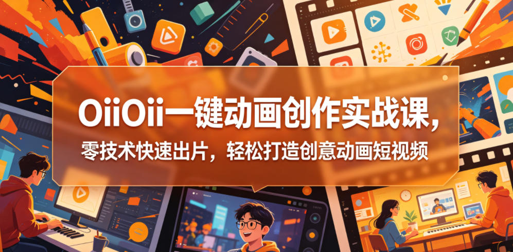 OiiOii一键动画创作实战课，零技术快速出片，轻松打造创意动画短视频-源创文化-逐光轻创终点站