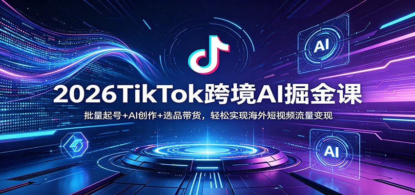 2026TikTok跨境AI掘金课：批量起号+AI创作+选品带货，轻松实现海外短视频流量变现-源创文化-逐光轻创终点站