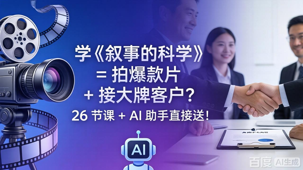 学《叙事的科学》= 拍爆款片 + 接大牌客户？26 节课 + AI 助手直接送！-源创文化-逐光轻创终点站