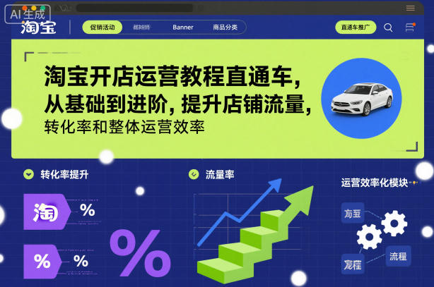 淘宝开店运营教程直通车，从基础到进阶，提升店铺流量，转化率和整体运营效率(更新26年4月20日)-源创文化-逐光轻创终点站
