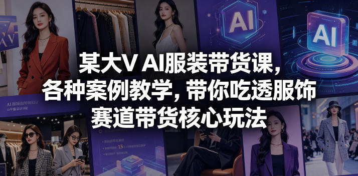 某大V AI服装带货课，各种案例教学，带你吃透服饰赛道带货核心玩法-源创文化-逐光轻创终点站