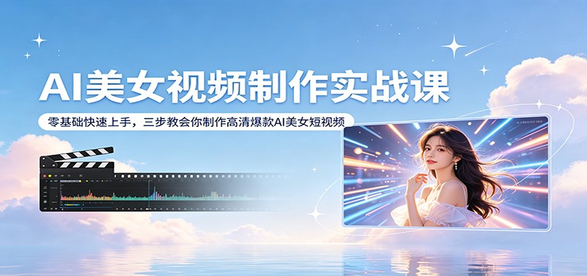 AI美女视频制作实战课：零基础快速上手，三步教会你制作高清爆款AI美女短视频-源创文化-逐光轻创终点站