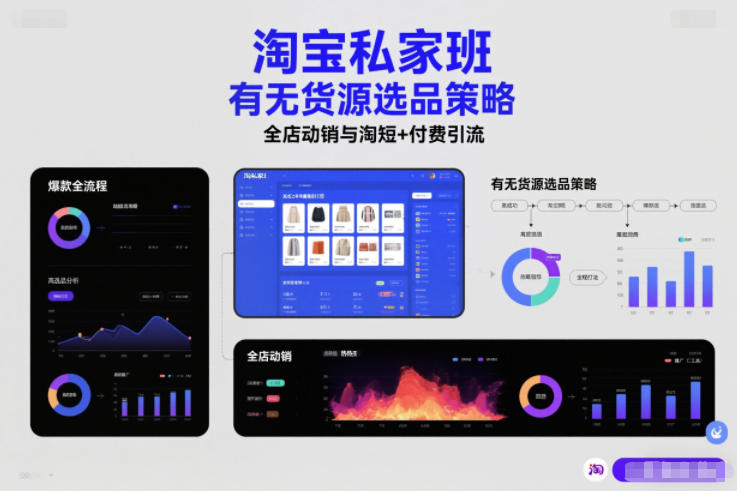 淘宝私家班，有无货源选品策略，高成功率爆款全流程打法，全店动销与淘短+付费引流(更新2026年4月)-源创文化-逐光轻创终点站