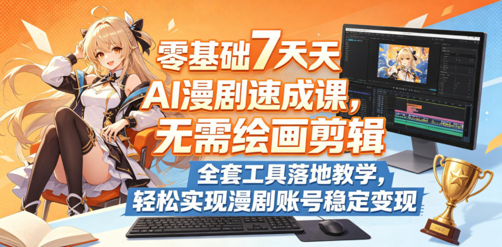 零基础7天AI漫剧速成课，无需绘画剪辑，全套工具落地教学，轻松实现漫剧账号稳定变现-源创文化-逐光轻创终点站