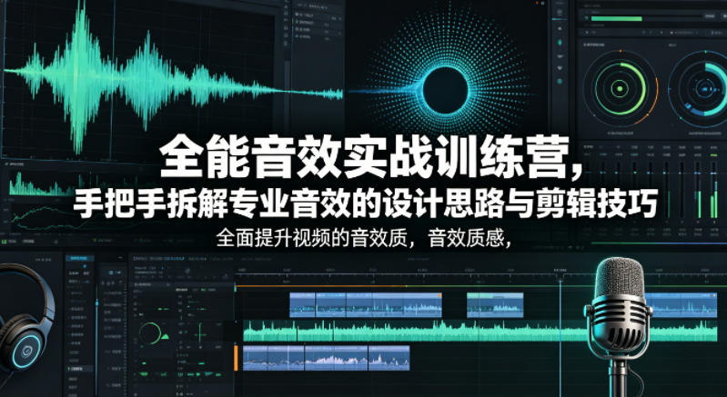 全能音效实战训练营，手把手拆解专业音效的设计思路与剪辑技巧，全面提升视频的音效质感-源创文化-逐光轻创终点站