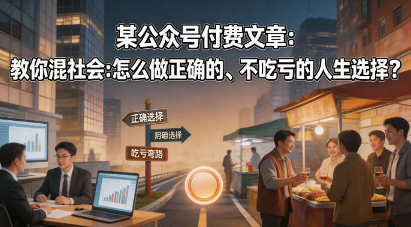 某公众号付费文章：教你混社会：怎么做正确的、不吃亏的人生选择？-源创文化-逐光轻创终点站