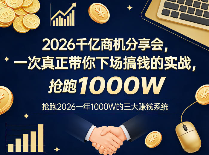 2026千亿商机分享会，一次真正带你下场搞钱的实战，抢跑2026一年1000W的三大賺钱系统-源创文化-逐光轻创终点站