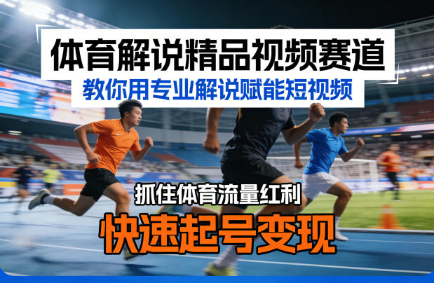 体育解说精品视频赛道，教你用专业解说赋能短视频，抓住体育流量红利，快速起号变现-源创文化-逐光轻创终点站