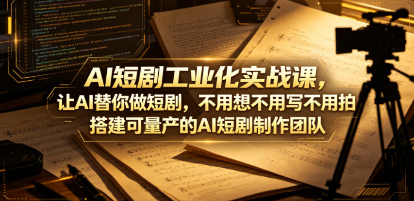 AI短剧工业化实战课，让AI替你做短剧，不用想不用写不用拍，搭建可量产的AI短剧制作团队-源创文化-逐光轻创终点站