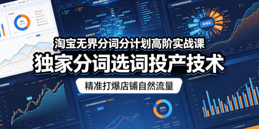 淘宝无界分词分计划高阶实战课，独家分词选词投产技术，精准打爆店铺自然流量-源创文化-逐光轻创终点站