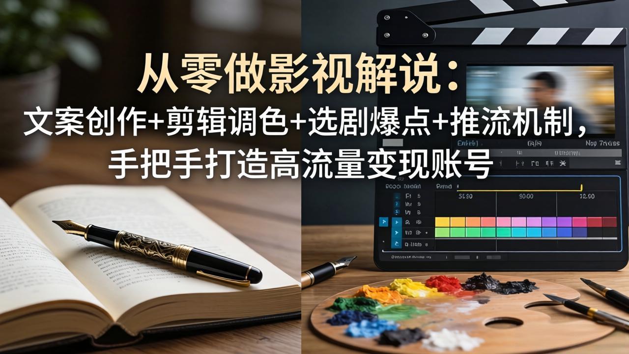 从零做影视解说：文案创作+剪辑调色+选剧爆点+推流机制，手把手打造高流量变现账号-源创文化-逐光轻创终点站