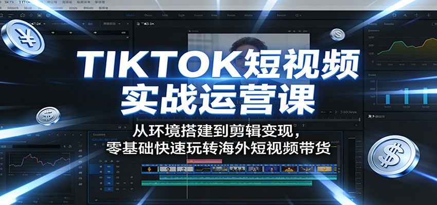 TIKTOK短视频实战运营课：从环境搭建到剪辑变现，零基础快速玩转海外短视频带货-源创文化-逐光轻创终点站