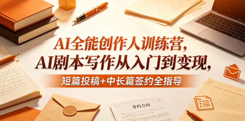 AI全能创作人训练营，AI剧本写作从入门到变现，短篇投稿+中长篇签约全指导-源创文化-逐光轻创终点站