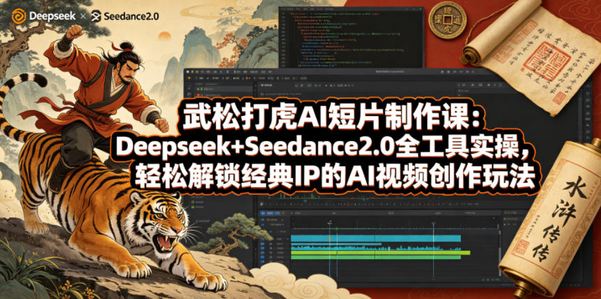 武松打虎AI短片制作课：Deepseek+Seedance2.0全工具实操，轻松解锁经典IP的AI视频创作玩法-源创文化-逐光轻创终点站