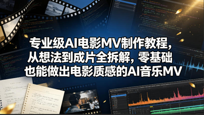 专业级AI电影MV制作教程，从想法到成片全拆解，零基础也能做出电影质感的AI音乐MV-源创文化-逐光轻创终点站