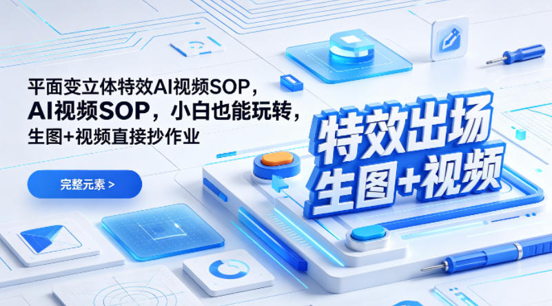 (特效出场)平面变立体特效AI视频SOP，小白也能玩转，生图+视频直接抄作业-源创文化-逐光轻创终点站