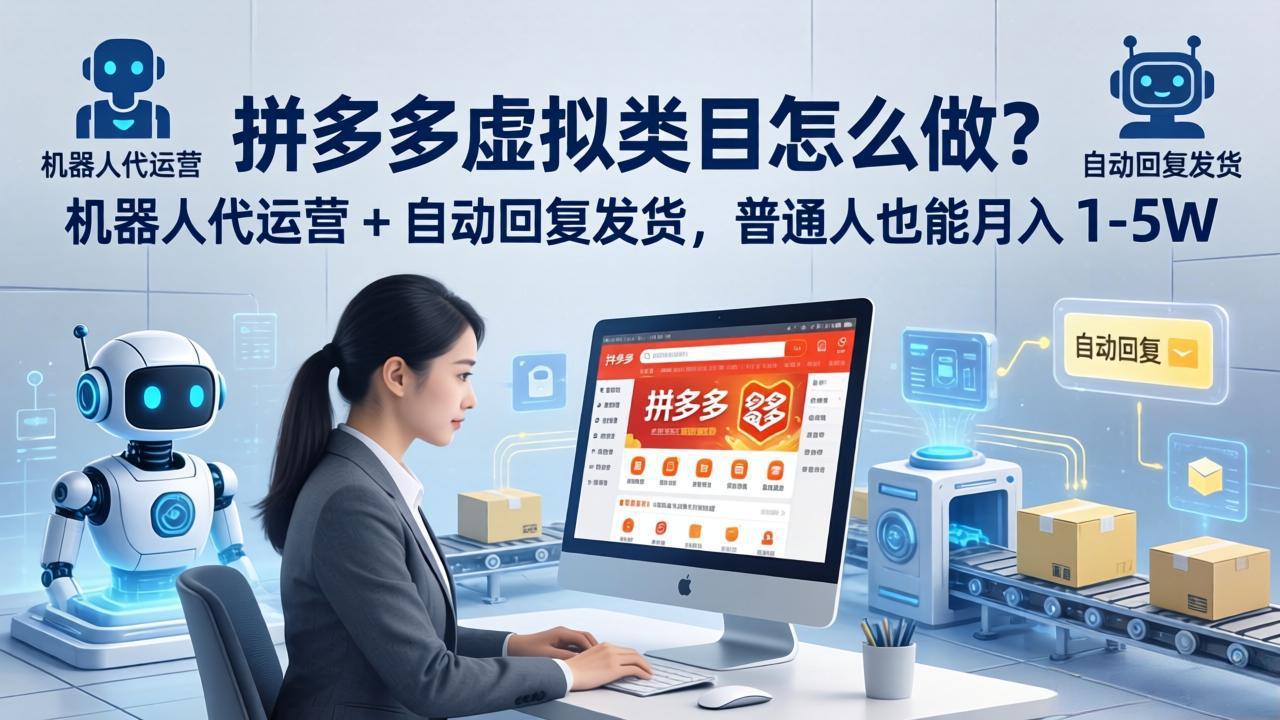 拼多多虚拟类目怎么做？机器人代运营 + 自动回复发货，普通人也能月入 1-5W-源创文化-逐光轻创终点站