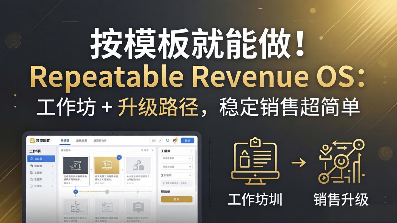 按模板就能做！Repeatable Revenue OS：工作坊 + 升级路径，稳定销售超简单-源创文化-逐光轻创终点站