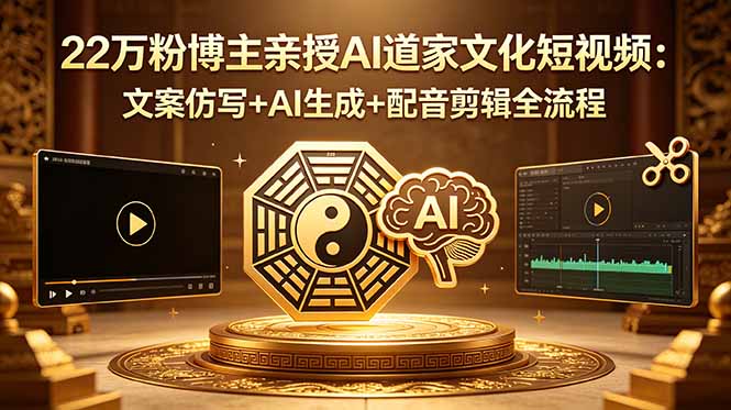 22万粉博主亲授AI道家文化短视频：文案仿写+AI生成+配音剪辑全流程-源创文化-逐光轻创终点站