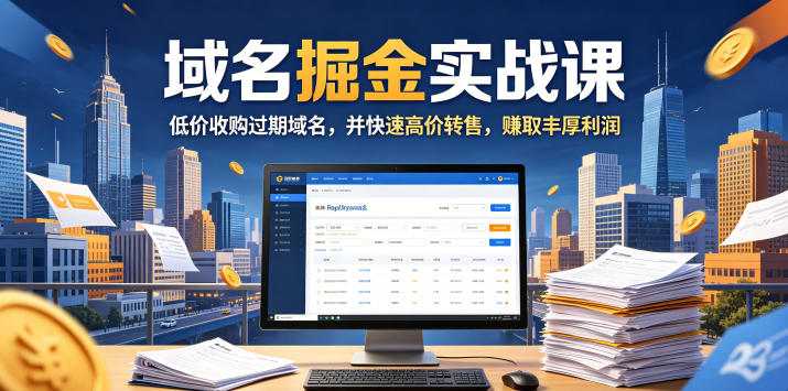 域名交易掘金实战课，低价收购过期域名，并快速高价转售，賺取丰厚利润【原创双语字幕】-源创文化-逐光轻创终点站