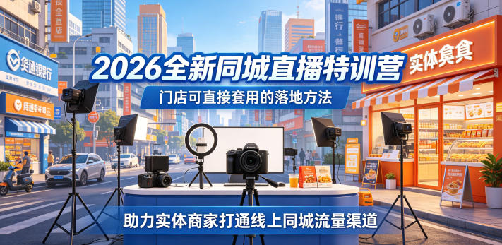 2026全新同城直播特训营，门店可直接套用的落地方法，助力实体商家打通线上同城流量渠道-源创文化-逐光轻创终点站