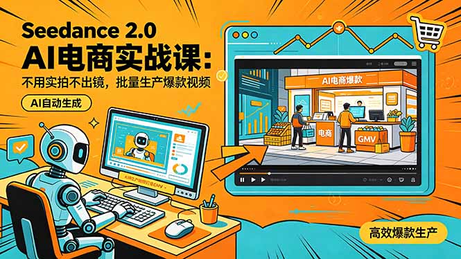 Seedance 2.0 AI电商实战课：不用实拍不出镜，批量生产爆款视频打爆GMV-源创文化-逐光轻创终点站