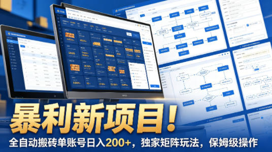 暴利新项目！全自动搬砖单账号日入200+，独家矩阵玩法，保姆级操作【揭秘】-源创文化-逐光轻创终点站