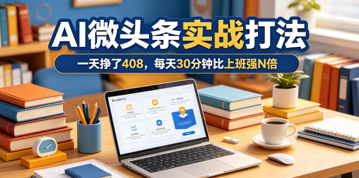 一天挣了408，AI微头条实战打法，每天30分钟比上班强N倍-源创文化-逐光轻创终点站