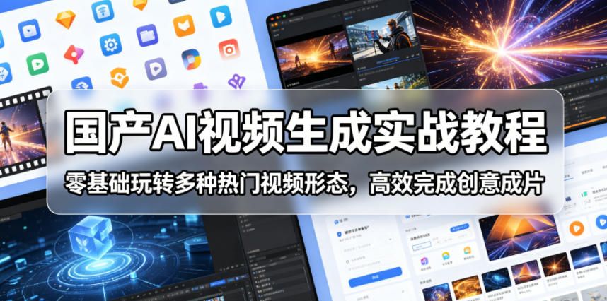 国产AI视频生成实战教程，零基础玩转多种热门视频形态，高效完成创意成片-源创文化-逐光轻创终点站