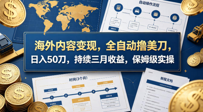 海外内容变现，全自动撸美刀，日入50刀，持续三月收益，保姆级实操【揭秘】-源创文化-逐光轻创终点站