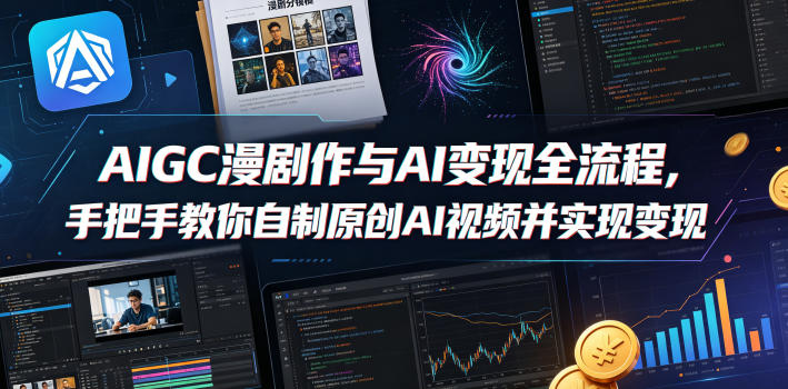 AIGC漫剧创作与AI变现全流程，手把手教你自制原创AI视频并实现变现-源创文化-逐光轻创终点站