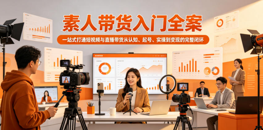 素人带货入门全案，一站式打通短视频与直播带货从认知、起号、实操到变现的完整闭环-源创文化-逐光轻创终点站