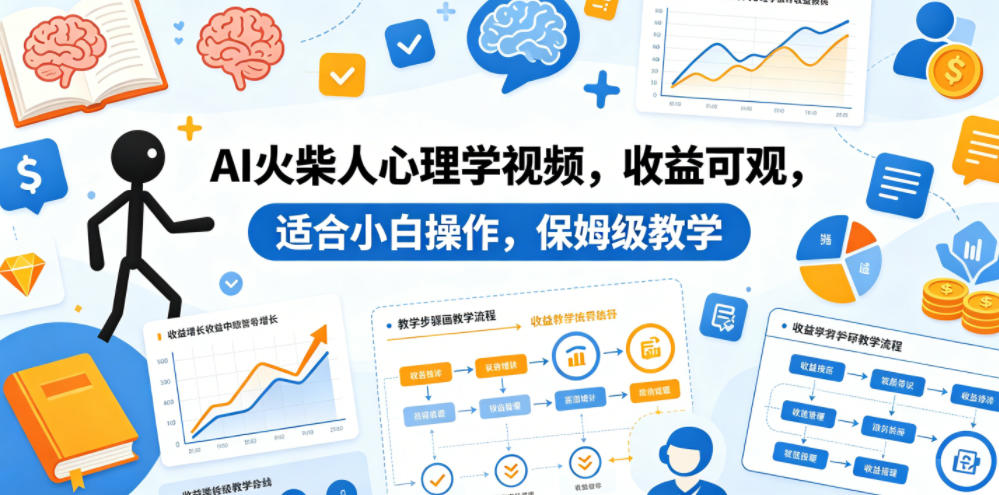 AI火柴人心理学视频，收益可观，适合小白操作，保姆级教学-源创文化-逐光轻创终点站