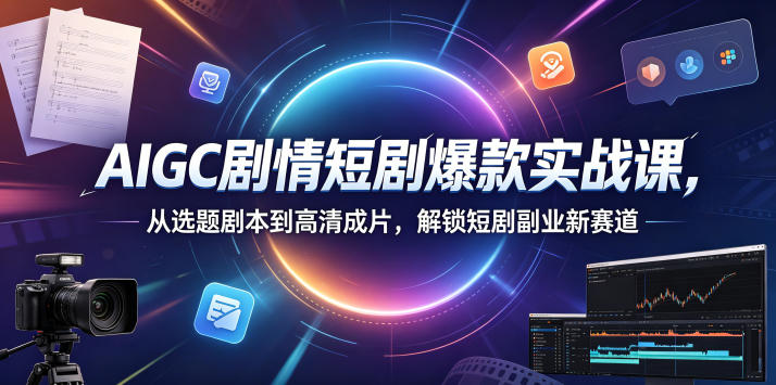 AIGC剧情短剧爆款实战课，从选题剧本到高清成片，解锁短剧副业新赛道-源创文化-逐光轻创终点站