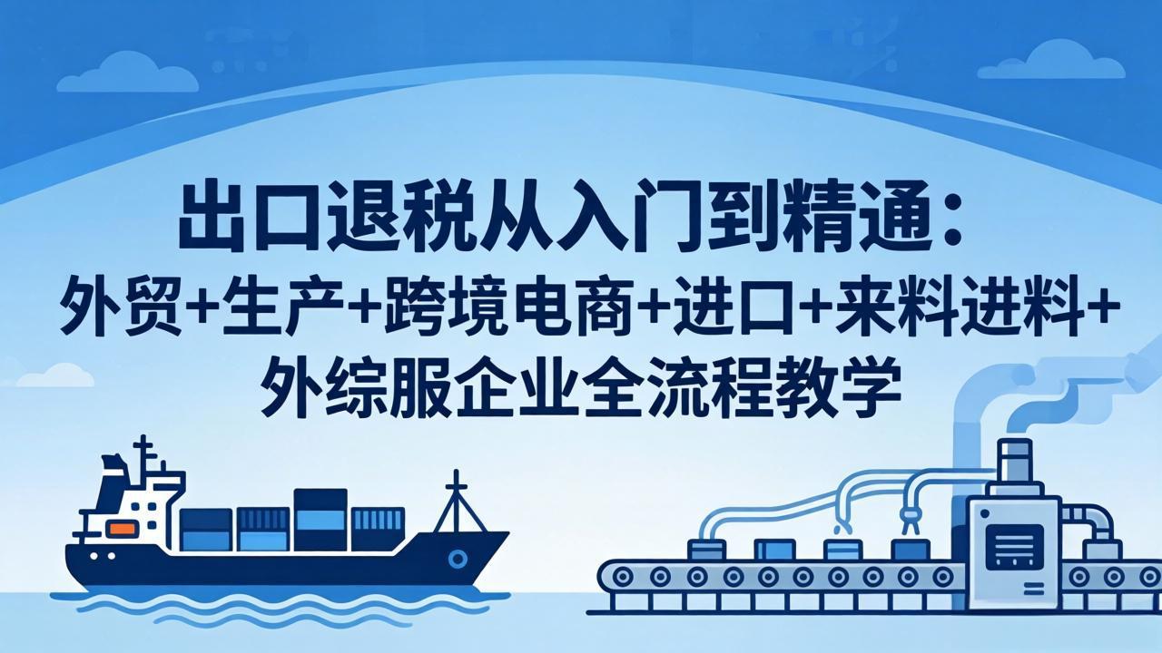 出口退税从入门到精通：外贸+生产+跨境电商+进口+来料进料+外综服企业全流程教学-源创文化-逐光轻创终点站