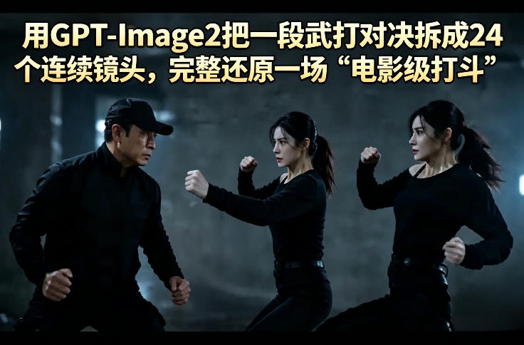 用GPT-Image2把一段武打对决拆成24个连续镜头，完整还原一场&ldquo;电影级打斗&rdquo;