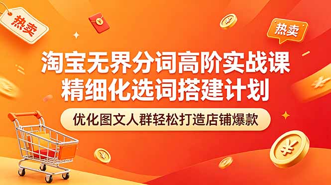 淘宝无界分词高阶实战课 精细化选词搭建计划 优化图文人群轻松打造店铺爆款-源创文化-逐光轻创终点站