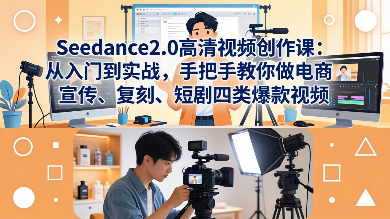 Seedance2.0高清视频创作课：从入门到实战，手把手教你做电商、宣传、复刻、短剧四类爆款视频-源创文化-逐光轻创终点站