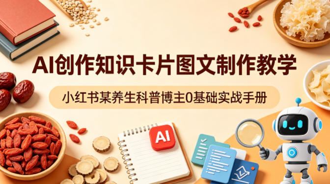 AI创作知识卡片图文制作教学，小红书某养生科普博主0基础实战手册-源创文化-逐光轻创终点站