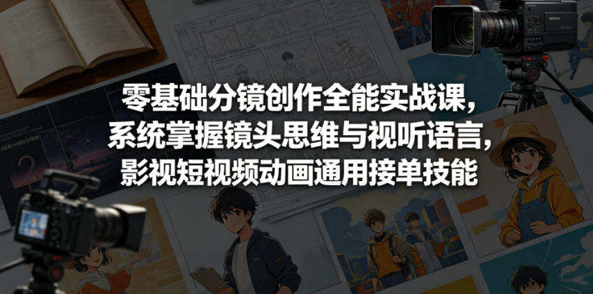 零基础分镜创作全能实战课,系统掌握镜头思维与视听语言,影视短视频动画通用接单技能-源创文化-逐光轻创终点站