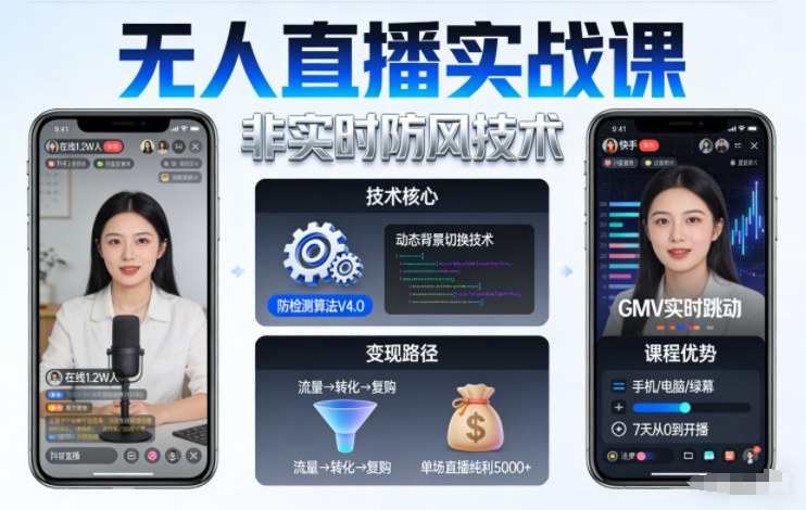宝子哥无人直播实战课,非实时防风技术,聚焦抖音快手等平台直播带货,轻松开启直播变现之路(更新2026年6月7日)-源创文化-逐光轻创终点站