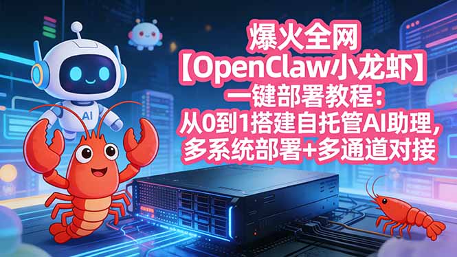 爆火全网【OpenClaw 小龙虾】一键部署教程：从0到1搭建自托管AI助理，多系统部署+多通道对接-源创文化-逐光轻创终点站