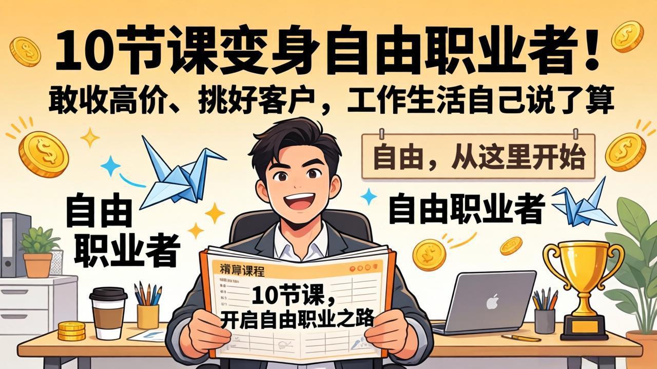 10 节课变身自由职业者！敢收高价、挑好客户，工作生活自己说了算-源创文化-逐光轻创终点站