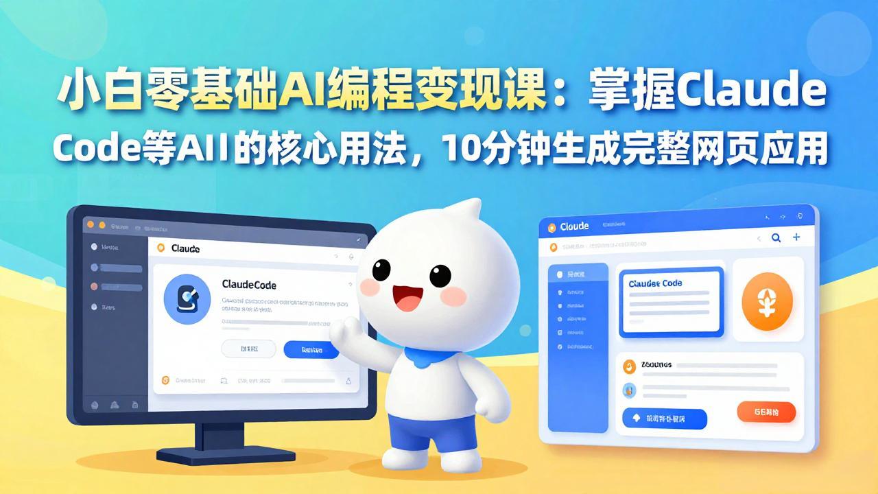 小白零基础AI编程变现课：掌握Claude Code等AI工具的核心用法，10分钟生成完整网页应用-源创文化-逐光轻创终点站