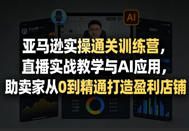亚马逊实操通关训练营，直播实战教学与AI应用，助卖家从0到精通打造盈利店铺(更新3月)-源创文化-逐光轻创终点站