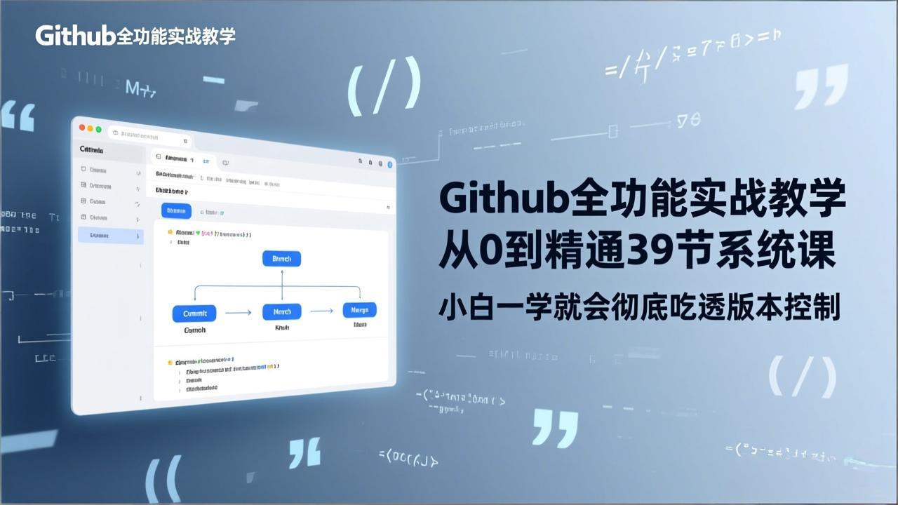 GitHub-全功能实战教学，从0到精通39节系统课，小白一学就会彻底吃透版本控制-源创文化-轻创终点站