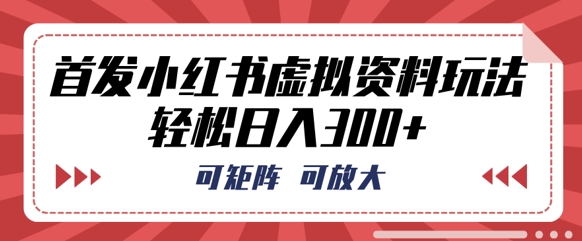 首发小红书虚拟资料玩法，可矩阵，可放大，轻松日入3张-源创文化-逐光轻创终点站