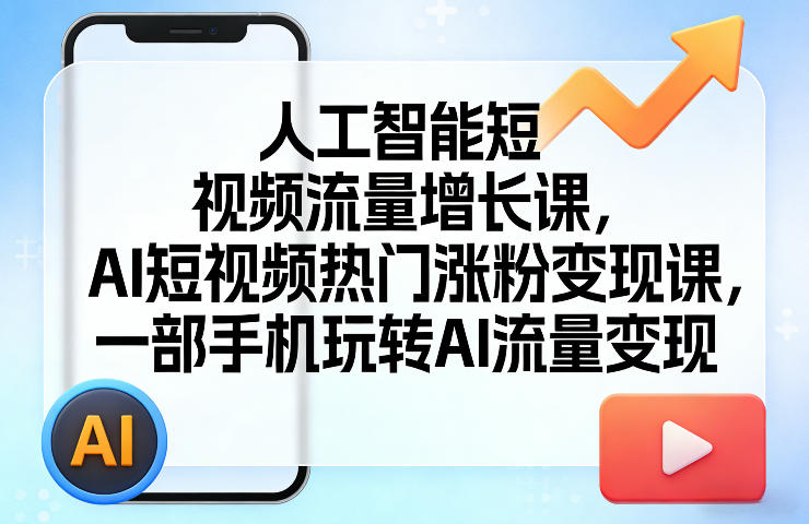 人工智能短视频流量增长课，AI短视频热门涨粉变现课，一部手机玩转AI流量变现-源创文化-逐光轻创终点站