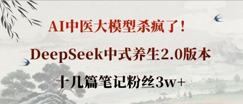 AI中医大模型杀疯了！DeepSeek中式养生2.0版本，十几篇笔记粉丝3w+-源创文化-逐光轻创终点站