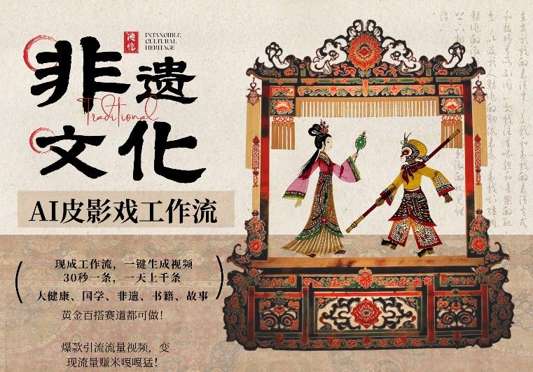 AI一键生成民俗文化非遗皮影戏视频，一刀不剪无需剪辑，30S一条，一天上百条，流量财富嘎嘎猛-源创文化-逐光轻创终点站